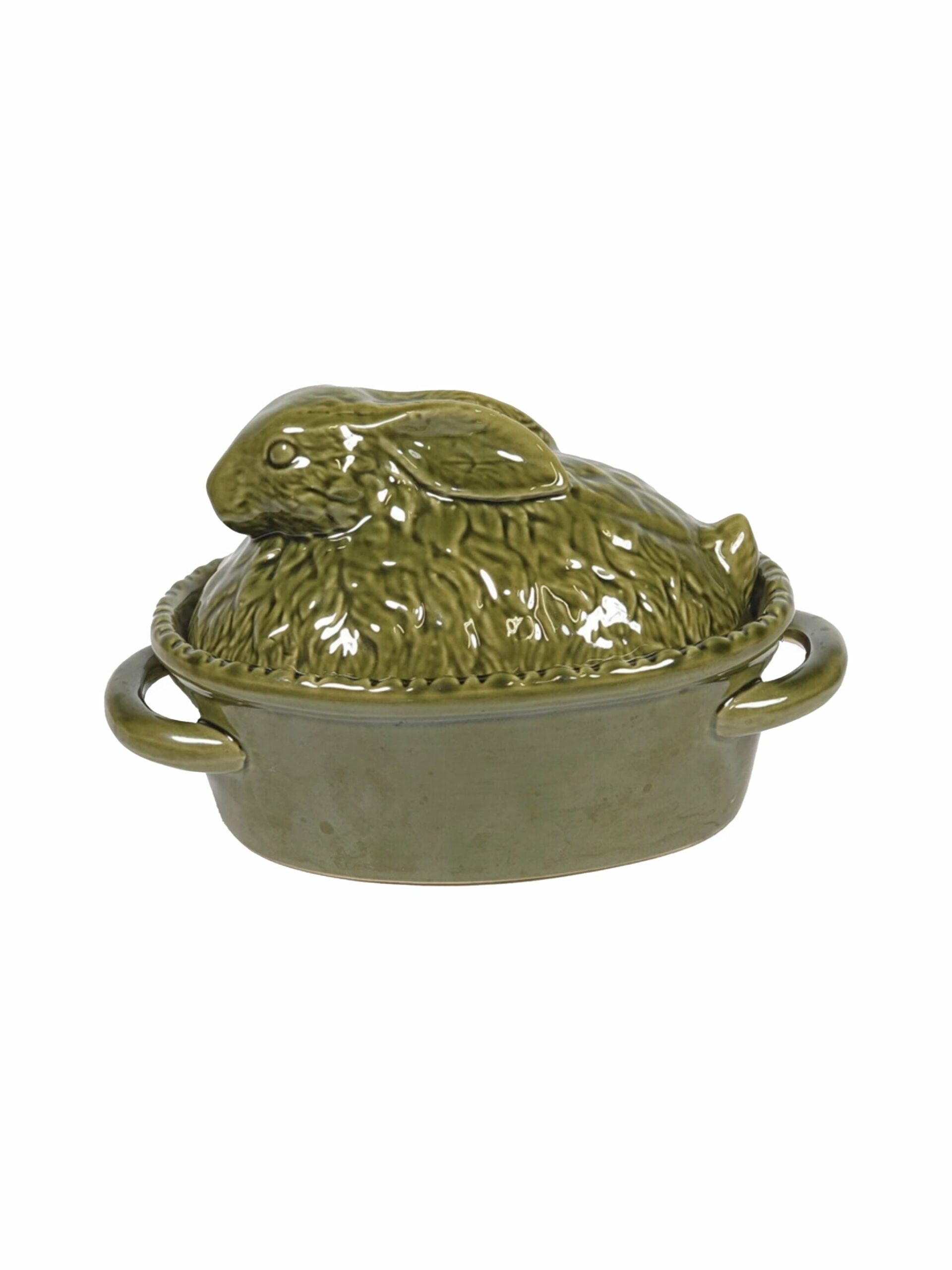 Vintage Rabbit Olive Green Tureen