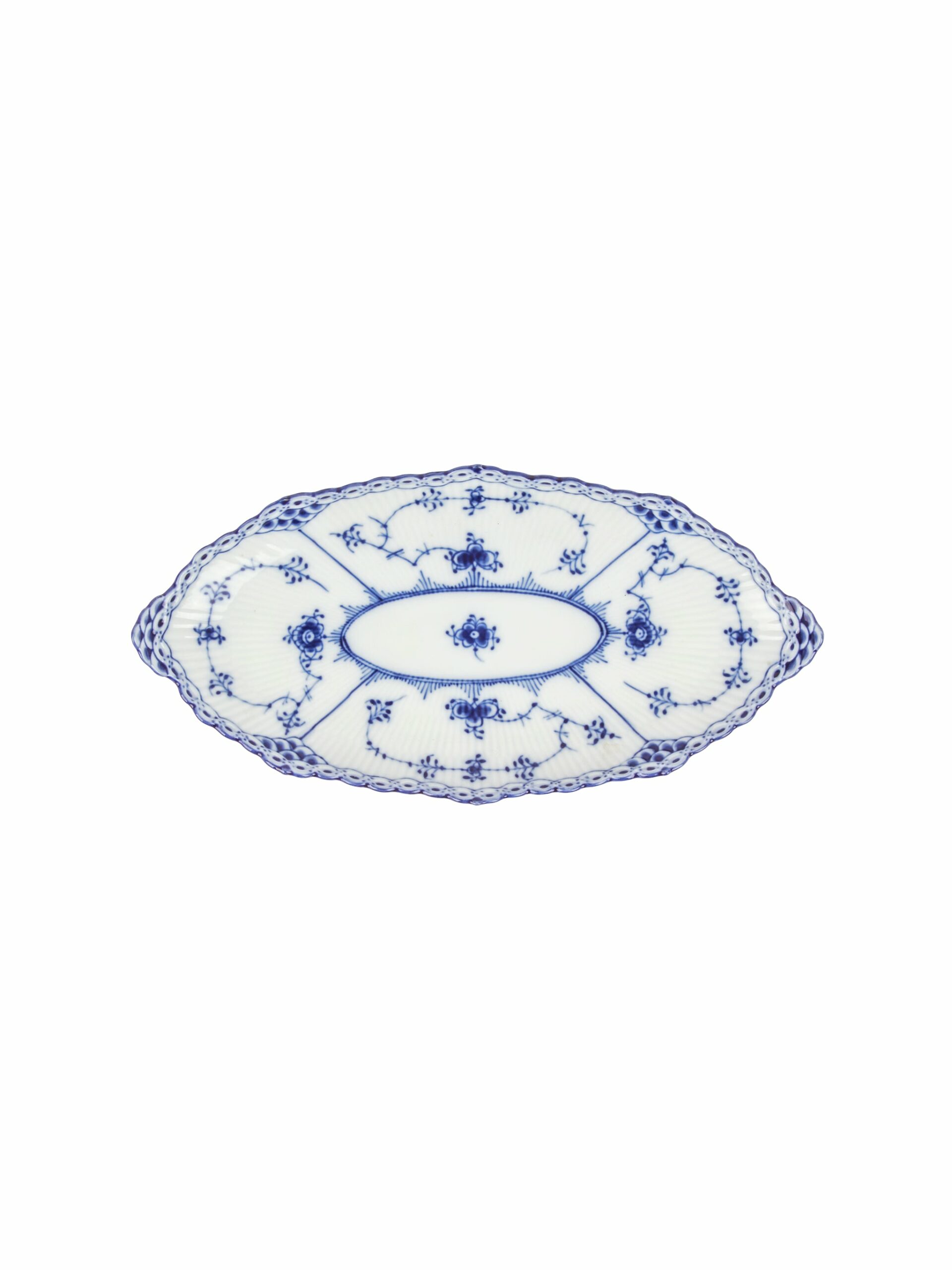 Vintage Royal Copenhagen Blue Fluted Half Lace Oval Pickle Dish