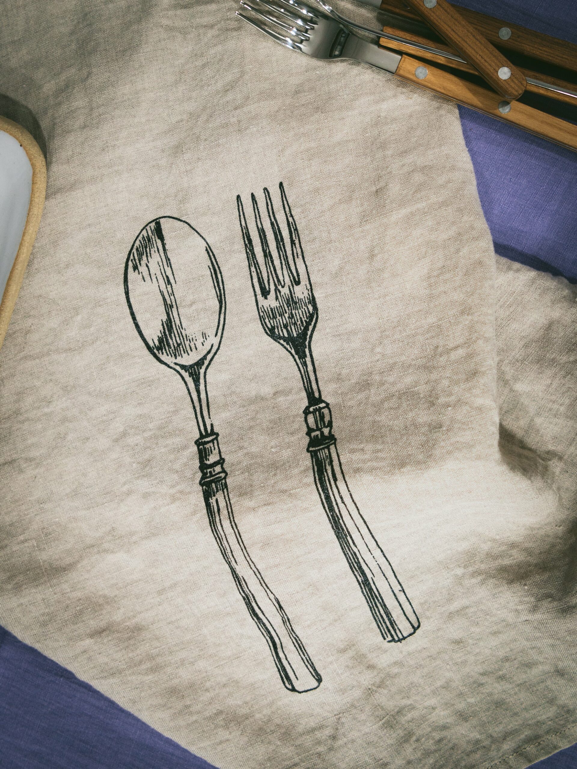 Fork and Spoon Linen Kitchen Towel