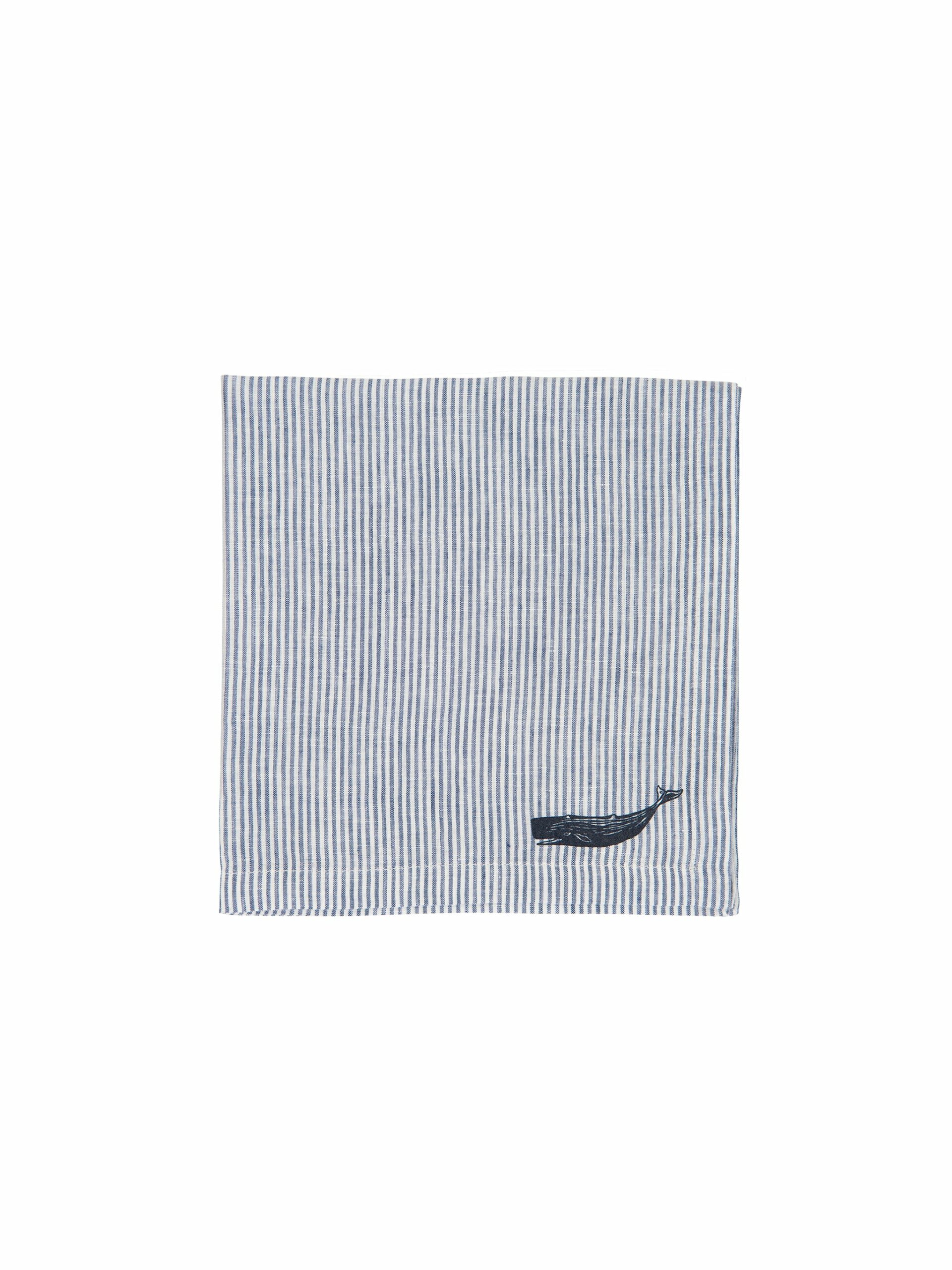 Navy Cabana Stripe Whale Napkins