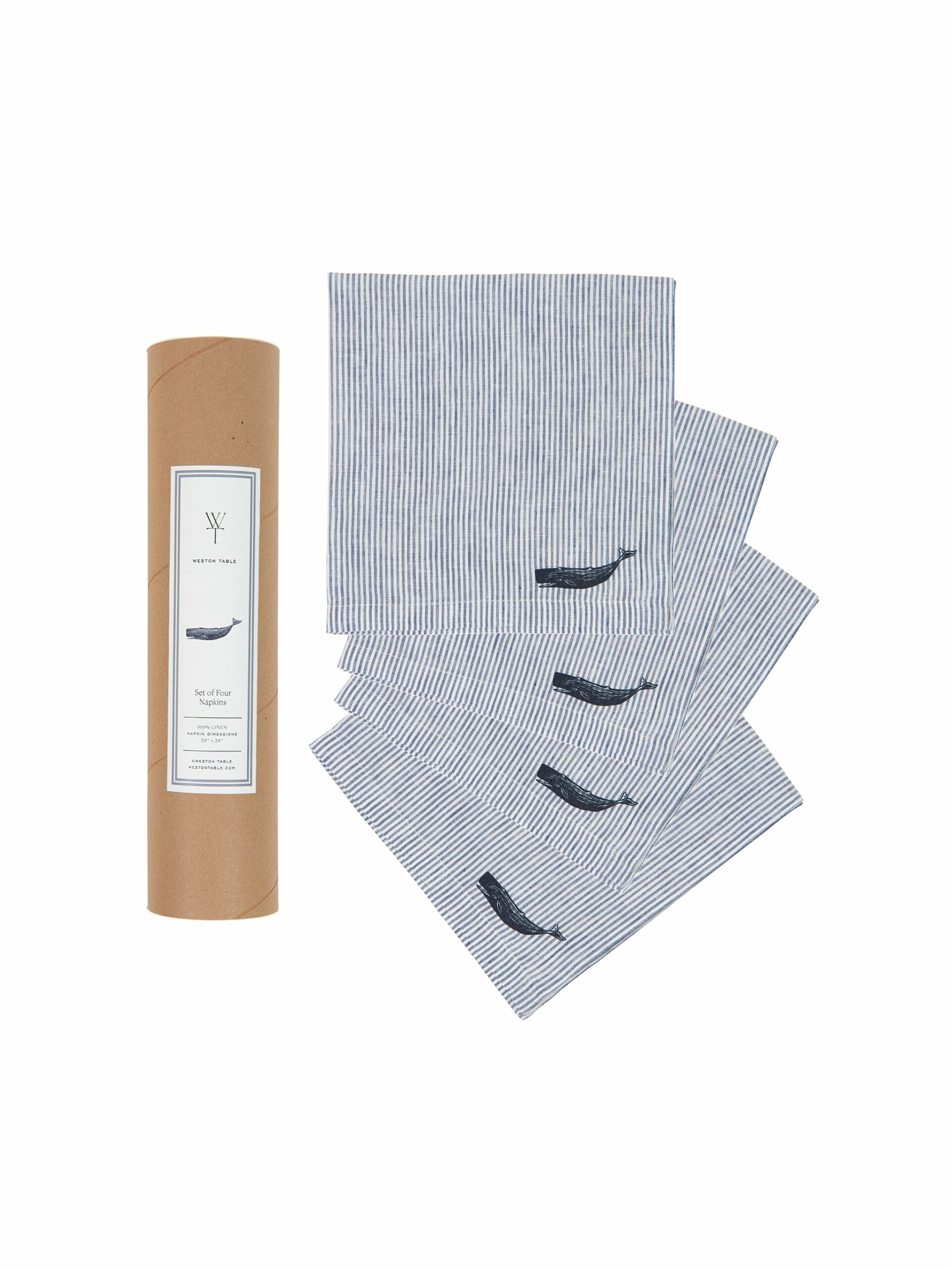 Navy Cabana Stripe Whale Napkins