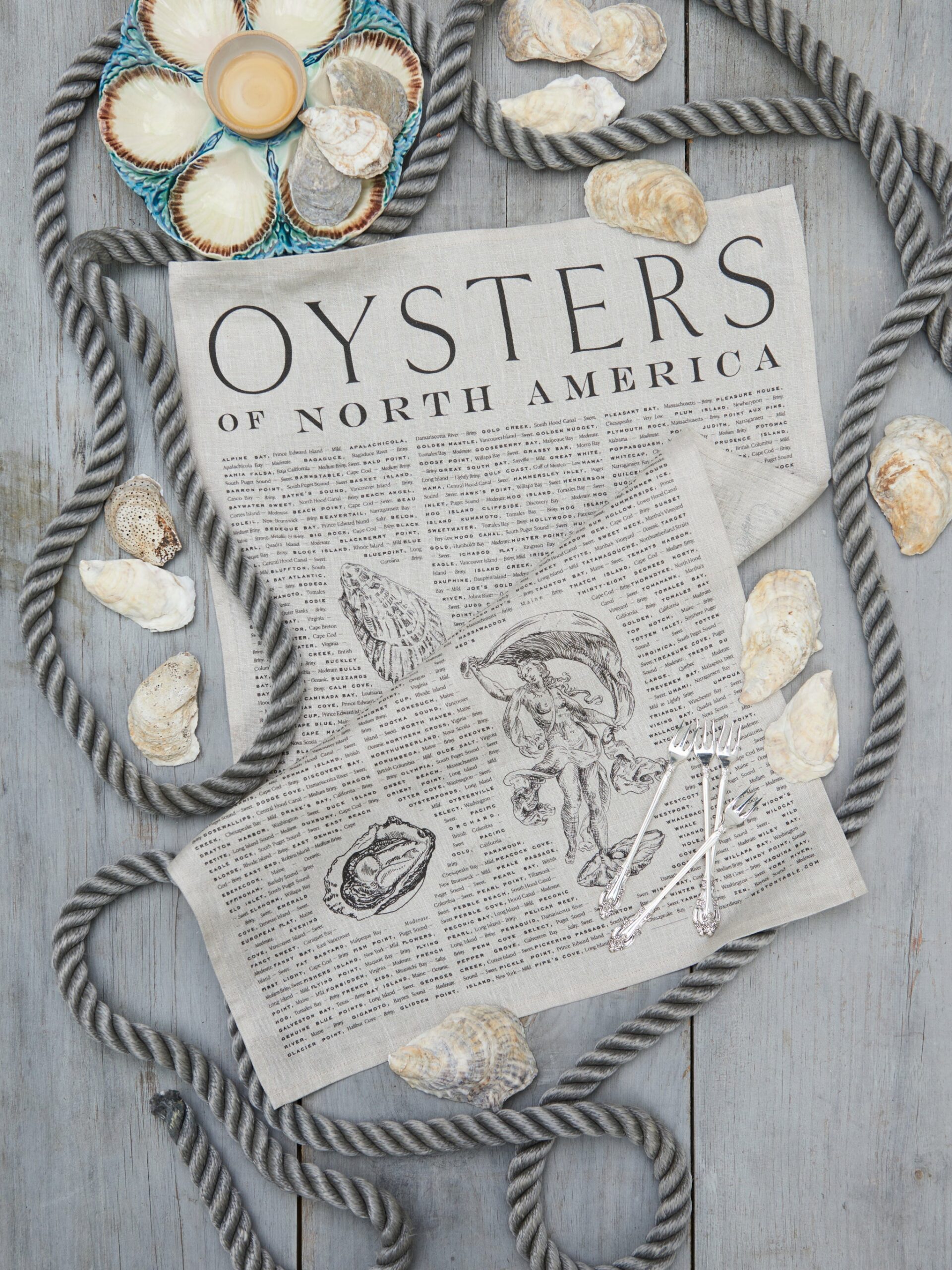 Oysters of North America Linen Kitchen Towel