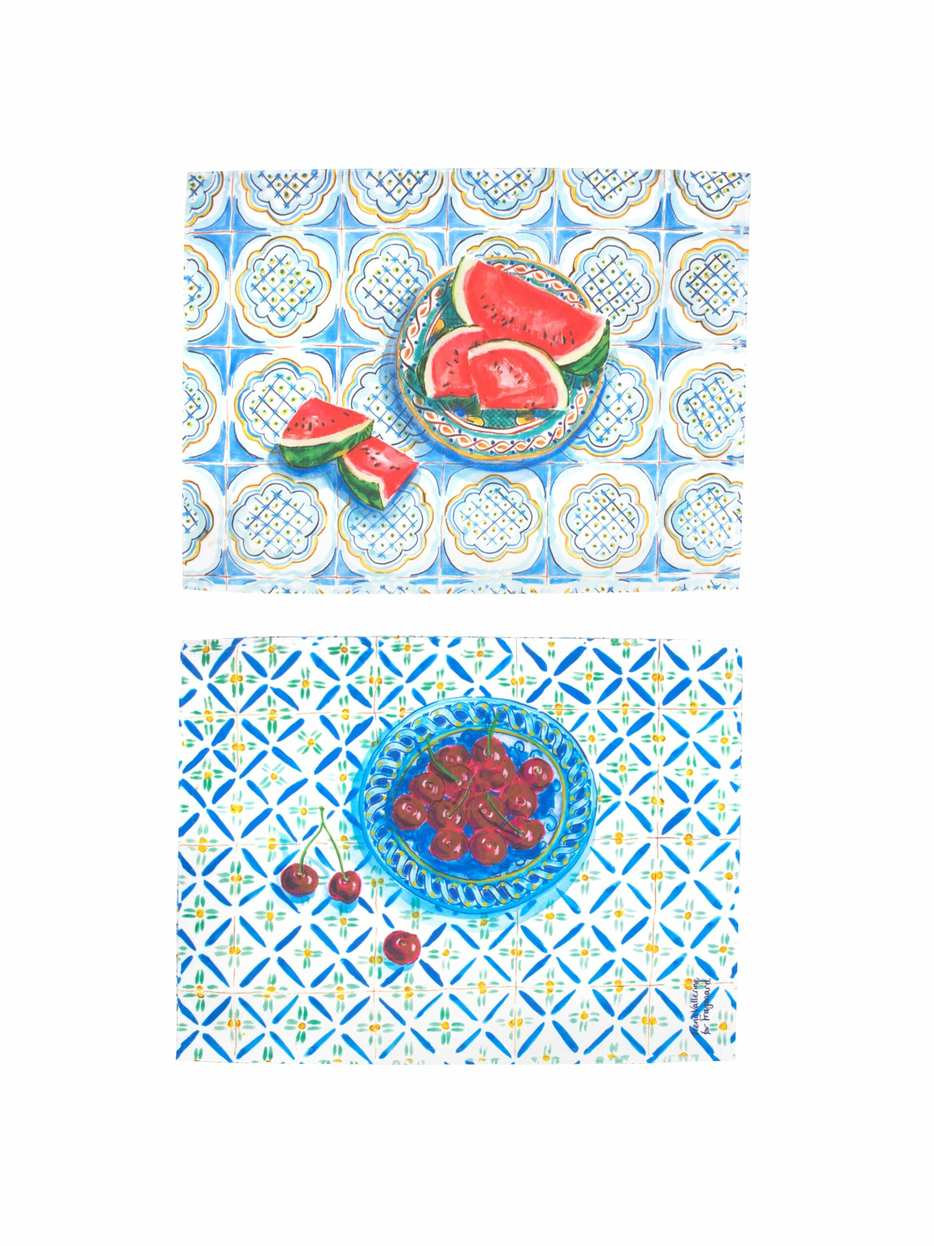 Watermelon and Cherries Two Sided Placemat Set