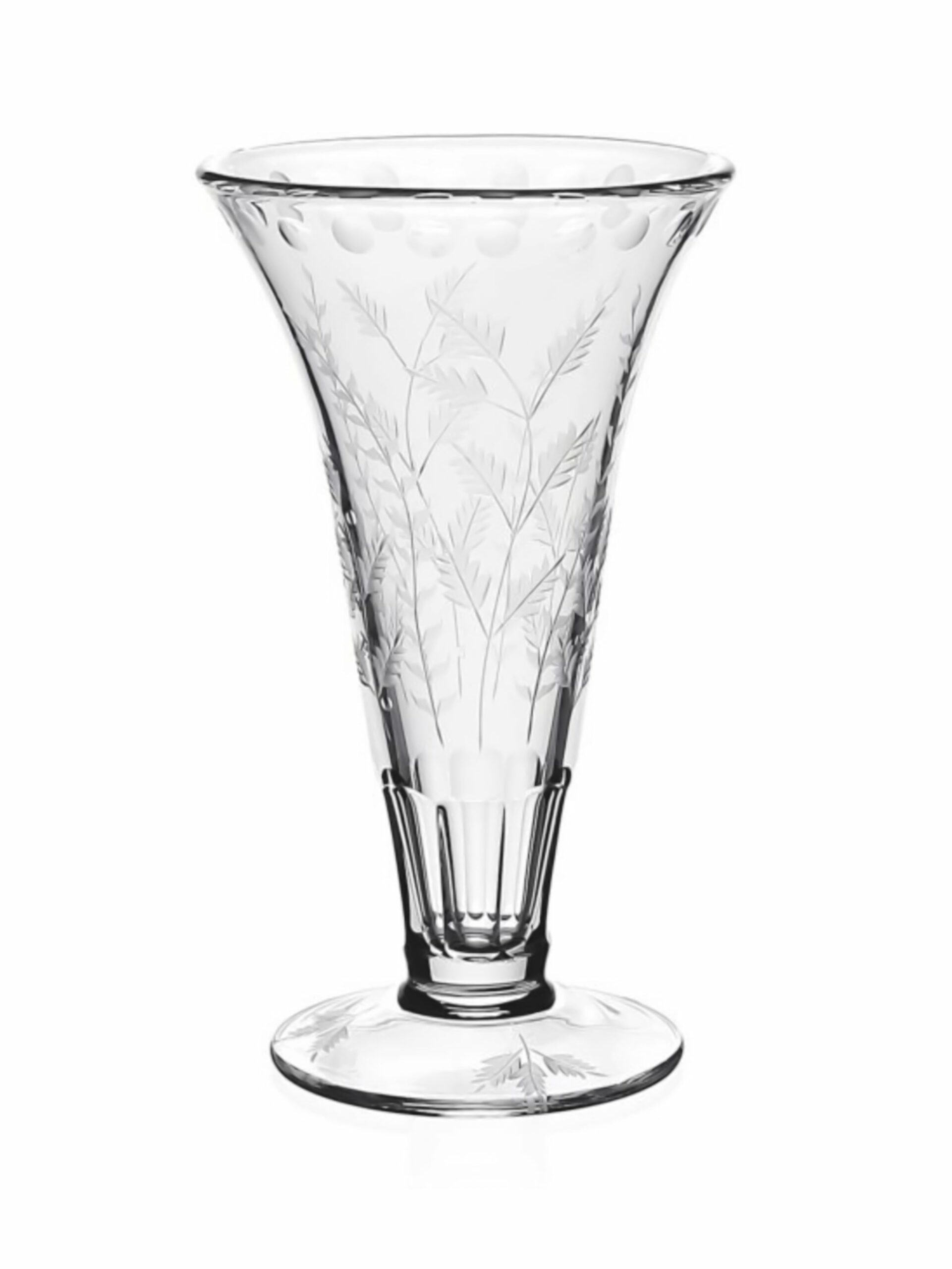 William Yeoward Crystal Fern Footed Vase 8″