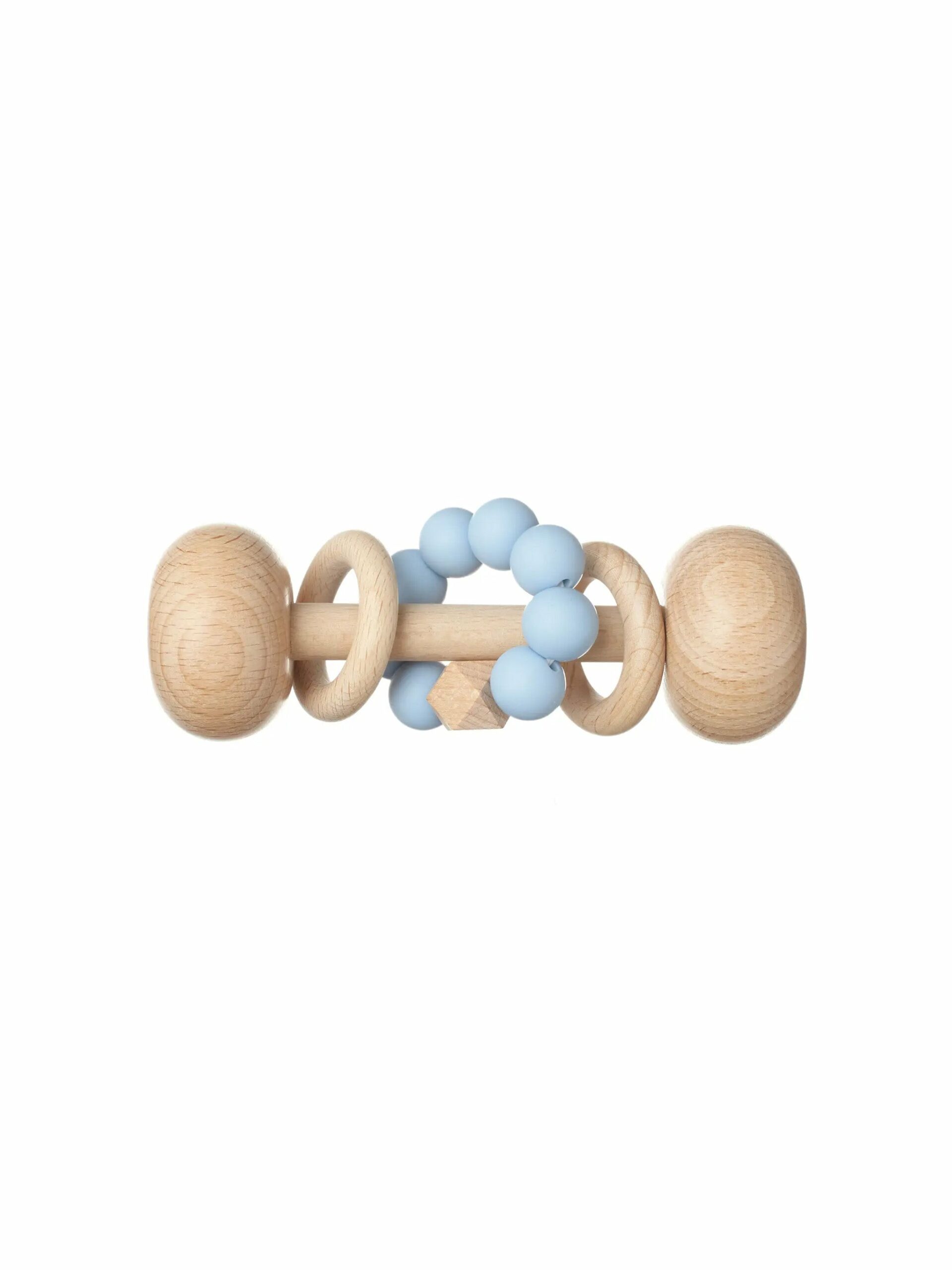 Wooden Barbell Teething Rattle