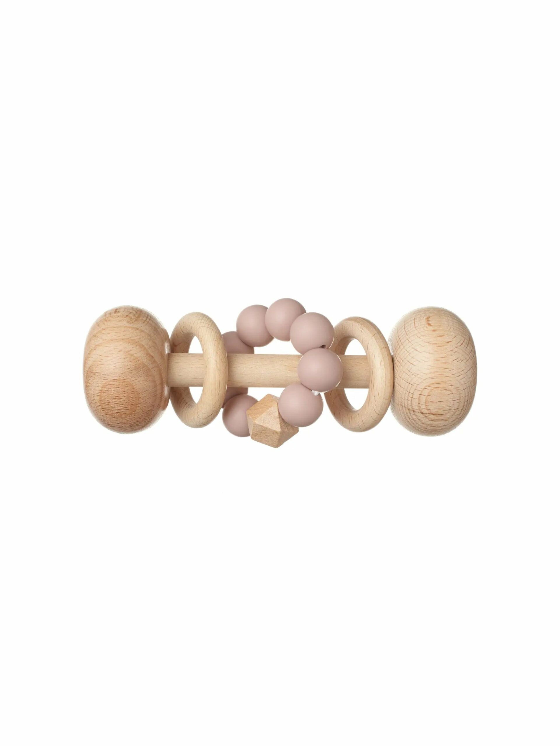 Wooden Barbell Teething Rattle